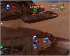 Z prawej strony statku, na którym walczysz z Fettem - Chapter 2 - The Great Pit of Carkoon - Challenges - Episode 6 - LEGO Star Wars: The Complete Saga - poradnik do gry