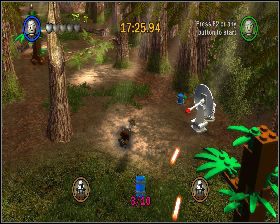 Kolejny za działem z prawej, które stoi za górą z lewej - Chapter 3 - Speeder Showdown - Challenges - Episode 6 - LEGO Star Wars: The Complete Saga - poradnik do gry