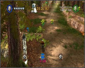 Z lewej strony trasy, przy zwalonym drzewie - Chapter 3 - Speeder Showdown - Challenges - Episode 6 - LEGO Star Wars: The Complete Saga - poradnik do gry