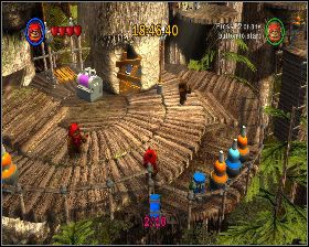 Idąc w prawo przez wioskę zwróć uwagę na dół platformy z trzema wazami - Chapter 4 - The Battle of Endor - Challenges - Episode 6 - LEGO Star Wars: The Complete Saga - poradnik do gry