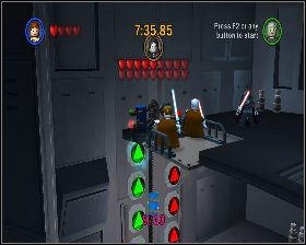 Ostatni poszukiwany przedmiot jest na szczycie windy, do użycia której potrzebne są dwie osoby - Chapter 5 - Jedi Destiny - Challenges - Episode 6 - LEGO Star Wars: The Complete Saga - poradnik do gry