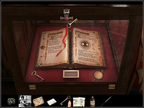 Wróć do muzeum - w uchylonej szafie za gablotą znajdziesz mydło w płynie, którego Darren automatycznie doleje do pojemnika na bańki - Rozdział trzeci (1) | Opis przejścia Black Mirror II - Black Mirror II - poradnik do gry