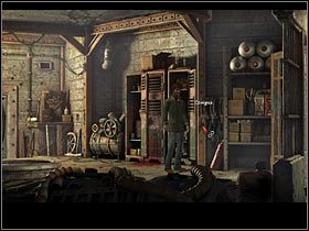 Z posadzki pomiędzy szafkami a regałem zabierz stary wąż strażacki (pod dźwigniami) - Rozdział trzeci (4) | Opis przejścia Black Mirror II - Black Mirror II - poradnik do gry