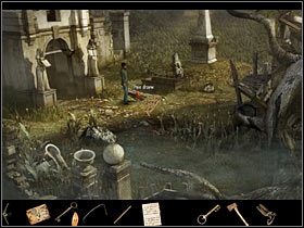 Siekierą pożyczoną od malca zetnij parę rachitycznych drzewek rosnących z prawej strony krypty - Rozdział czwarty (2) | Opis przejścia Black Mirror II - Black Mirror II - poradnik do gry