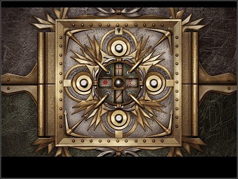 W zbliżeniu ustaw symbole w kolejności jak na przypominajce, czyli krzyż, róża, nóż, gwiazda - Rozdział piąty (3) | Opis przejścia Black Mirror II - Black Mirror II - poradnik do gry