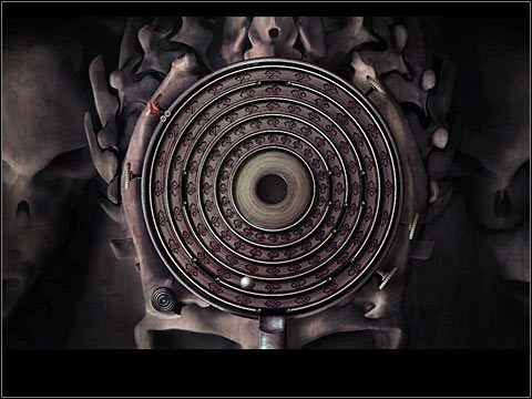 Kiedy kulka znajdzie się na drugim torze, wciśnij drugi przycisk (u góry po lewej), by mogła przedostać się na tor trzeci - Rozdział piąty (3) | Opis przejścia Black Mirror II - Black Mirror II - poradnik do gry