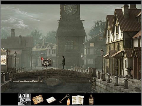 Uliczka - w Willow Creek, mieści się na lewo od wieży zegarowej (w głębi), a na wprost mostku - Dodatki (1) | Opis przejścia Black Mirror II - Black Mirror II - poradnik do gry