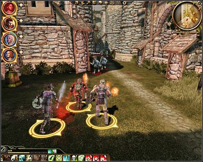 Po dotarciu na miejsce (M72, 1) podejdź trochę do przodu, a dowiesz się, że będziecie musieli skorzystać z wejścia dla służby - Dragon Age Początek: Ratunek dla królowej (1) (Denerim) - Dragon Age: Początek - poradnik do gry