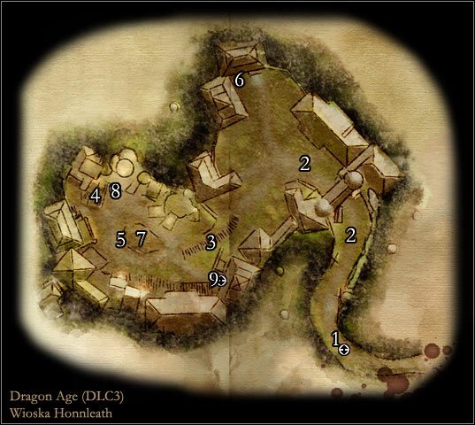 1 - Mapa DLC3 Wioska Honnleath | DLC - Mapy | Dragon Age Początek - Dragon Age: Początek - poradnik do gry