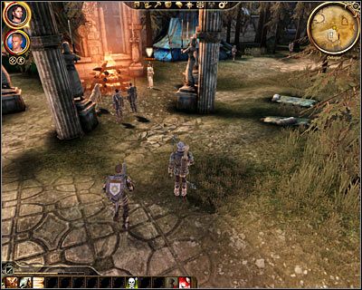 Po dotarciu do północnej części ruin zlokalizuj Alistaira i zbliż się do niego (M21, 3) - Dragon Age Początek: Dołączenie do Szarych Strażników (Ostagar) - Dragon Age: Początek - poradnik do gry