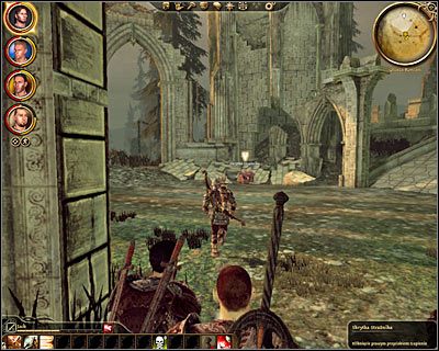 Docelowo musisz dotrzeć do wskazywanych przez grę ruin i zbliżyć się do oznaczonej skrytki Strażnika (M22, 10) - Dragon Age Początek: Skrytka Szarych Strażników (Ostagar) - Dragon Age: Początek - poradnik do gry