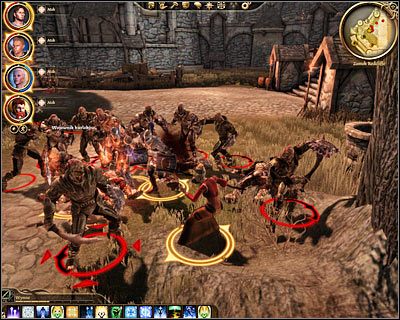 Tu (M30, 4) będziesz świadkiem walk pomiędzy potworami atakującymi zamek, a gwardzistami broniącymi do niego dostępu - Dragon Age Początek: Ostateczna bitwa (1) - Dragon Age: Początek - poradnik do gry