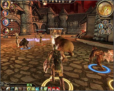 Ze wsparcia proponuję skorzystać dopiero po dotarciu do wspólnych schodów znajdujących się tuż przed pałacem królewskim (M77, 3) - Dragon Age Początek: Ostateczna bitwa (2) - Dragon Age: Początek - poradnik do gry