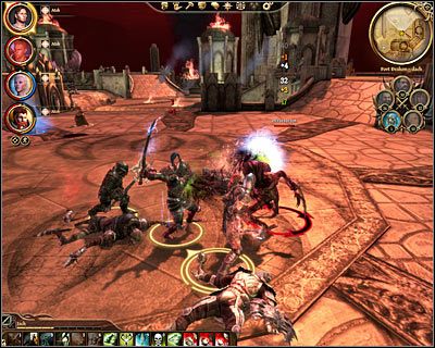 Tak na dobrą jedynym poważnym utrudnieniem będą mroczne pomioty , które będą się pojawiały w określonych momentach bitwy - Dragon Age Początek: Ostateczna bitwa (3) - Dragon Age: Początek - poradnik do gry