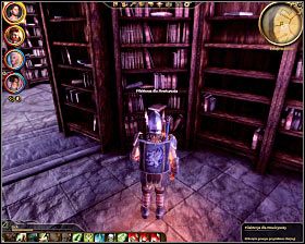 Krok 9: Kliknij na Filakteriach dla Nowicjuszy (południowy rząd północnej części biblioteki) (M33, 24) - Dragon Age Początek: Nauka o przywołaniu (Wieża Kręgu) - Dragon Age: Początek - poradnik do gry