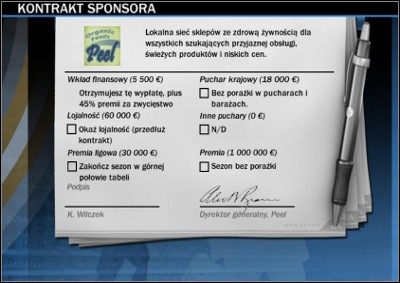Wybór sponsora jest bardzo ważny - Początek | Tryb menedżerski w FIFA 10 - FIFA 10 - poradnik do gry