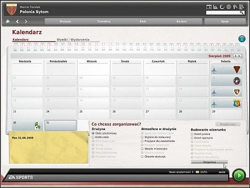 Pojawi się ekran globu - Obóz przygotowawczy - Porządkowanie spraw klubowych - FIFA Manager 10 - poradnik do gry