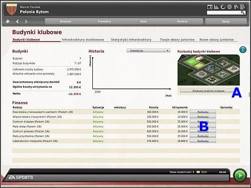 Co budować - Budynki klubowe - Sprawy klubowe - FIFA Manager 10 - poradnik do gry