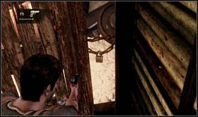 Przejdź przez wnętrze i odblokuj wyjście niszcząc kłódkę (oddaj w jej kierunku strzał) - Rozdział 1 Młot i kowadło | Opis przejścia Uncharted 2 Among Thieves - Uncharted 2: Among Thieves - poradnik do gry