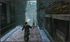 Teraz wystarczy pobiec wzdłuż ścieżki i zeskoczyć na ulice poniżej, by etap dobiegł końca - Rozdział 11 Nie zatrzymuj się | Opis przejścia Uncharted 2 Among Thieves - Uncharted 2: Among Thieves - poradnik do gry