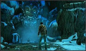 Etap rozpoczniesz stojąc przed wejściem do świątyni, gdzie z dwóch stron znajdować się będą rzeźby i wodospady - Rozdział 18 Serce z lodu (1) | Opis przejścia Uncharted 2 Among Thieves - Uncharted 2: Among Thieves - poradnik do gry