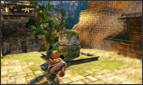 Wchodząc na ich szczyt i przebiegając kolejnych kilka metrów, dotrzesz do skąpanych w słońcu ruin - Rozdział 25 Raj zdruzgotany (1) | Opis przejścia Uncharted 2 Among Thieves - Uncharted 2: Among Thieves - poradnik do gry