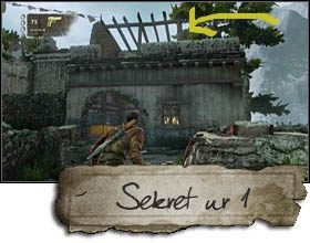 Sekret pierwszy znajdować się będzie na dachu budynku, na przeciw pierwszego - i jedynego - działa maszynowego, napotkanego podczas rozdziału (znajdziesz tam również wyrzutnię rakiet) - Rozdział 19 Oblężenie | Sekrety w Uncharted 2 Among Thieves - Uncharted 2: Among Thieves - poradnik do gry