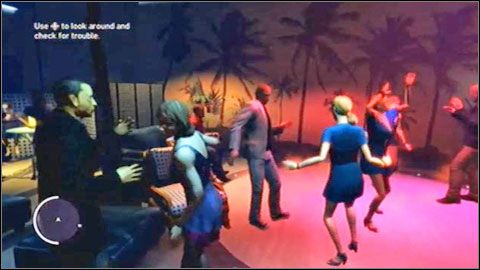 Zarządzanie klubem sprowadza się do obchodzenia lokalu i pilnowania porządku - wszystko to w kilku wyznaczonych miejscach (włącza się tryb widoku z pierwszej osoby, rozglądamy się przy pomocy prawej gałki analogowej) - Zarządzanie klubem | Aktywności dodatkowe | GTA The Ballad of Gay Tony - Grand Theft Auto: The Ballad of Gay Tony - poradnik do gry