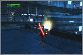 Pośrodku korytarza znajdziesz szyb windy - Misja 01 - TIE Fighter Factory (cz.2) - Opis przejścia - Star Wars: The Force Unleashed - Ultimate Sith Edition - poradnik do gry