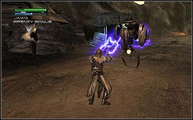 Po dojściu do obozu Jawów, zostaniesz zaatakowany wystrzeliwanymi przez nie granatami - Tatooine (cz.1) - Dodatki - Star Wars: The Force Unleashed - Ultimate Sith Edition - poradnik do gry