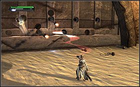 Po pokonaniu ludzi piasku znajdziesz się przed wejściem do pałacu - Tatooine (cz.1) - Dodatki - Star Wars: The Force Unleashed - Ultimate Sith Edition - poradnik do gry