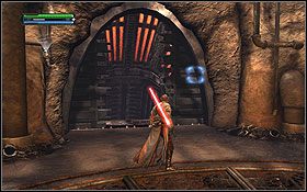 Po rozprawieniu się z wszystkimi przeciwnikami zabierz znajdujący się w jednej z wnęk holocron, a potem zeskocz jedynym wyjściem - Tatooine (cz.2) - Dodatki - Star Wars: The Force Unleashed - Ultimate Sith Edition - poradnik do gry