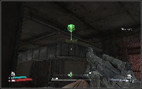 W korytarzu [1] przy tablicy do rzutków znajdziesz zepsutego Claptrapa (lewy obrazek) - Claptrap Rescue cz.2 | Arid Badlands | Solucja Borderlands - Borderlands - poradnik do gry