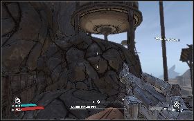 Aby wejść do klatki przejdź wąską ścieżką z prawej (lewy obrazek) , a potem wskocz na kamienie (prawy obrazek) i przeskocz wprost do klatki z zaworem - Well Theres Your Problem Right There | Dahl Headlands | Solucja Borderlands - Borderlands - poradnik do gry