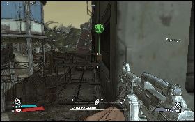 Niedaleko tablicy z zadaniami znajdziesz uszkodzonego robota [1] (lewy obrazek) - Claptrap Rescue New Heaven | New Heaven | Solucja Borderlands - Borderlands - poradnik do gry