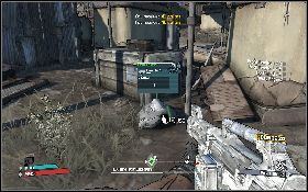 Części potrzebne Scooterowi [1] są porozrzucane wokół małego placu - Scooters Used Car Parts | New Heaven | Solucja Borderlands - Borderlands - poradnik do gry