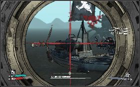 Musisz zatopić trzy okręty pirackie [1] - [3] (lewy obrazek) , z których każdy jest chroniony przez ciężki karabin maszynowy - Ive Got A Sinking Feeling... | New Heaven | Solucja Borderlands - Borderlands - poradnik do gry