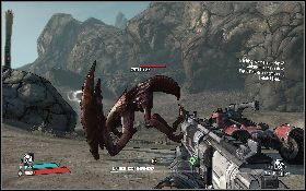 Po walce wyrusz na południe [3] , gdzie znajdziesz kolejną skałę (lewy obrazek) - A Bug Problem | Rust Commons East | Solucja Borderlands - Borderlands - poradnik do gry