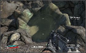 Zaś co do samego Hivea to ostrzeliwuj przede wszystkim jego białe oczy (lewy obrazek) , które są najbardziej podatne na obrażenia - Another Piece of The Puzzle | Trash Coast i Old Heaven | Solucja Borderlands - Borderlands - poradnik do gry