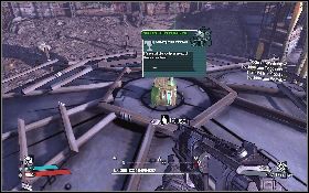 Kolejna część jest na jednym z dwóch, pionowo stojących, metalowych zbiorników (lewy obrazek) - Scavenger Machine Gun | Salt Flats | Solucja Borderlands - Borderlands - poradnik do gry