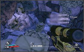 W The Descent czeka walka z dużą ilością żołnierzy oraz guardianów, których najlepiej zabijać, przy pomocy karabinu snajperskiego (lewy obrazek) - Find Steele | Crimson Enclave i The Vault | Solucja Borderlands - Borderlands - poradnik do gry