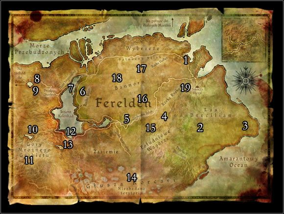 Lokacje na mapie - Mapa 1 Ferelden | Mapy świata gry | Dragon Age Początek - Dragon Age: Początek - poradnik do gry