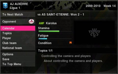 Jeżeli niebieski pasek (Fatigue) powiększa się - to znak, że czas już odpuścić jeden mecz i odpocząć. - Zmęczenie | Become a Legend w Pro Evolution Soccer 2010 - Pro Evolution Soccer 2010 - poradnik do gry