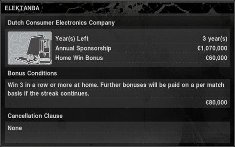 Year(s) Left - pokazuje ile lat zostało do końca kontraktu ze sponsorem - Początek | Master League w Pro Evolution Soccer 2010 - Pro Evolution Soccer 2010 - poradnik do gry