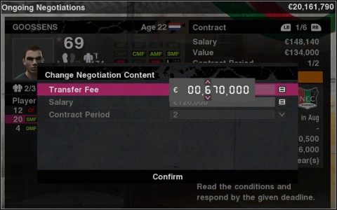 Nie bój się negocjować ceny zarówno przy kupnie jak i sprzedaży zawodników. Ważne tylko, abyś zachował umiar i nie żądał astronomicznych kwot. - Transfery | Master League w Pro Evolution Soccer 2010 - Pro Evolution Soccer 2010 - poradnik do gry