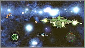 W kosmosie udajemy się w stronę statku Vorselona - zobaczymy go przed sobą (zielonkawa stacja kosmiczna) oraz na radarze - Phylax Sector I | Opis przejścia | Ratchet & Clank A Crack in Time - Ratchet & Clank: A Crack in Time - poradnik do gry