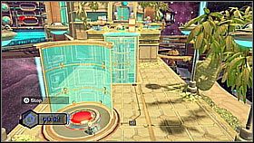 Wybiegamy z pomieszczenia - tutaj do pokonania czekają kolejne wirujące kręgi - The Great Clock II | Opis przejścia | Ratchet & Clank A Crack in Time - Ratchet & Clank: A Crack in Time - poradnik do gry