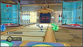 W następnym pokoju czeka na nas zagadka, tym razem z trzema mechanizmami (skrótowo będziemy nazywać je: niebieski, zielony i żółty) - The Great Clock III | Opis przejścia | Ratchet & Clank A Crack in Time - Ratchet & Clank: A Crack in Time - poradnik do gry