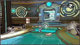 Odbijamy pociski dział obracając je do góry nogami i przeskakujemy po nich dalej - The Great Clock III | Opis przejścia | Ratchet & Clank A Crack in Time - Ratchet & Clank: A Crack in Time - poradnik do gry