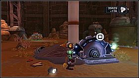 Lądujemy na planecie i ruszamy pogadać z generałem stojącym za mostem, przy wejściu do jaskiń - Krell Canyon | Opis przejścia | Ratchet & Clank A Crack in Time - Ratchet & Clank: A Crack in Time - poradnik do gry